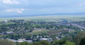 Pendleton as seen from a hill above the town.