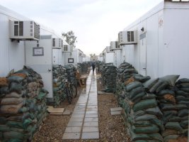 This is a view of the typical housing for our troops stationed in Iraq, when serving with American units.