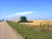 Kansas wheat harvest in progress.