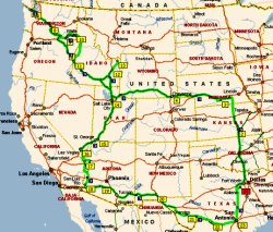 This is a map of our travels from April of 20004 to April 2005.