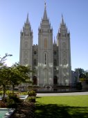 The famouse Morman Temple in Salt Lake City.