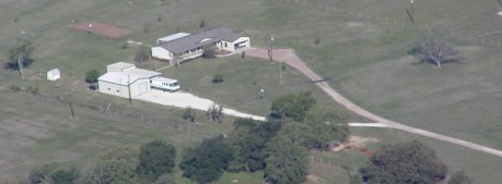 An aerial view of the Davis's home, taken from Jim's plane.