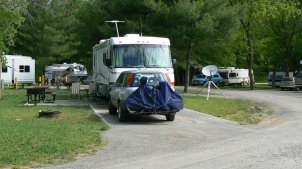 This was our site at Camp Carlson, Ft. Knox. Click to see a view of the RV park.