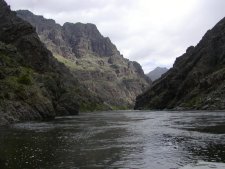 The lake fills the gorge, even though it is at the very top of the narrow part of the canyon.