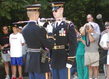 The changing of the guard at the tomb of the Unknown Soldier. Click for another view.